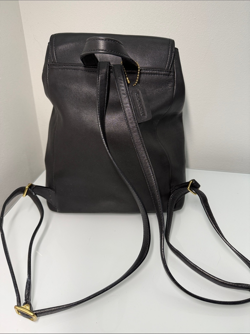 Vintage Y2K Coach Black Leather Drawstring Backpack Legacy West Large - Picture 6 of 10